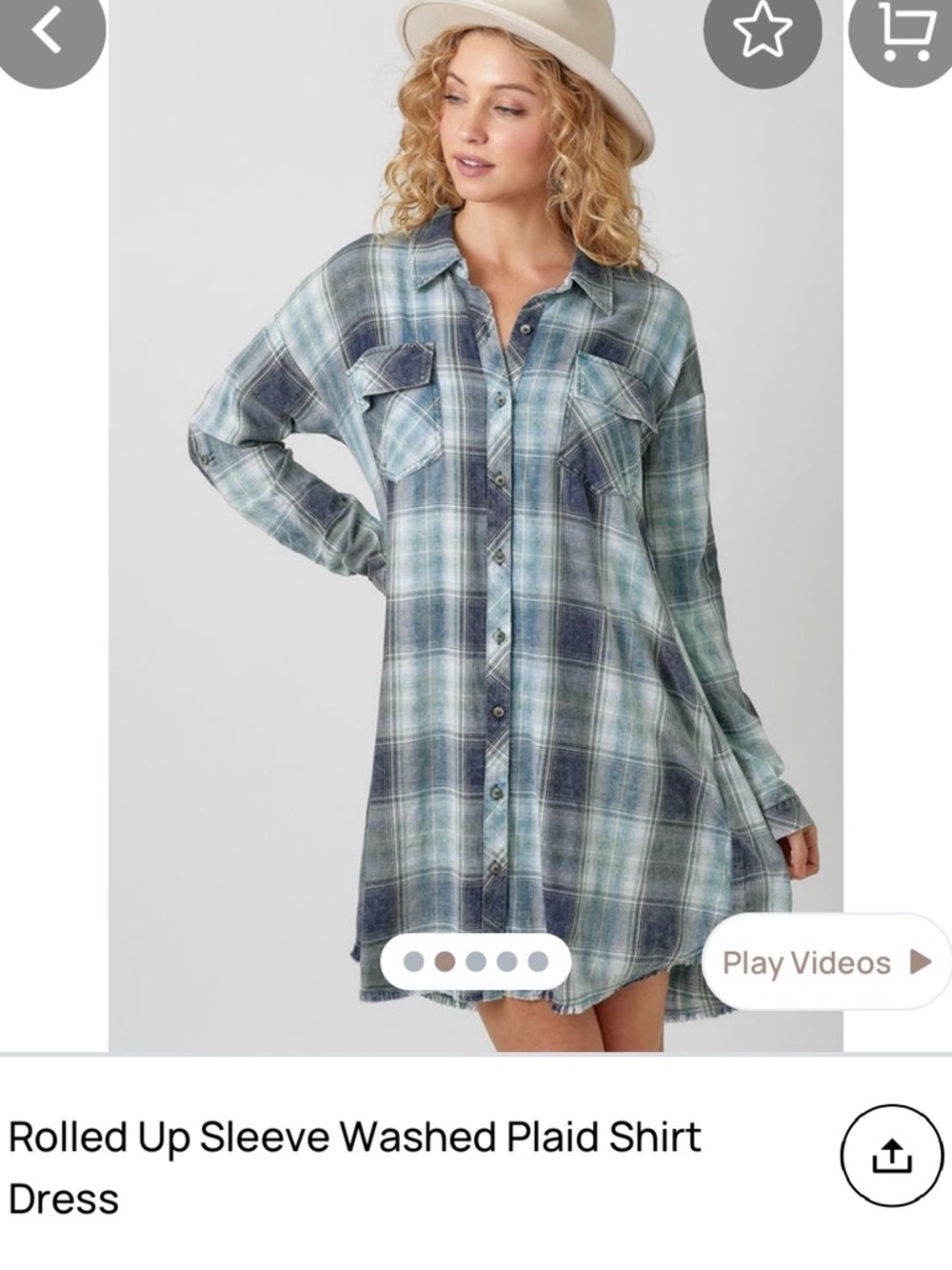 Mystree Washed Plaid Shirt Dress NWT